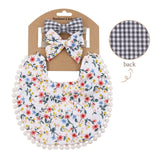 3Pcs Baby Headband Tassel Saliva Towel Floral Print Newborn Double Side Bibs Boys Girls Bandana Burp Cloths Feeding Smock Stuff