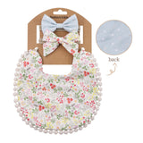 3Pcs Baby Headband Tassel Saliva Towel Floral Print Newborn Double Side Bibs Boys Girls Bandana Burp Cloths Feeding Smock Stuff