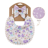 3Pcs Baby Headband Tassel Saliva Towel Floral Print Newborn Double Side Bibs Boys Girls Bandana Burp Cloths Feeding Smock Stuff