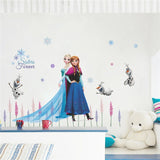 Cartoon diy frozen princess Elsa Anna wall stickers girl Children room background decoration removable kids bedroom poster decal