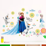 Cartoon diy frozen princess Elsa Anna wall stickers girl Children room background decoration removable kids bedroom poster decal