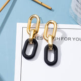 Statement Earrings For Women Black Arcylic Gold Geometric Tassel Drop Earings