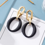 Statement Earrings For Women Black Arcylic Gold Geometric Tassel Drop Earings