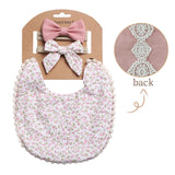 3Pcs Baby Headband Tassel Saliva Towel Floral Print Newborn Double Side Bibs Boys Girls Bandana Burp Cloths Feeding Smock Stuff