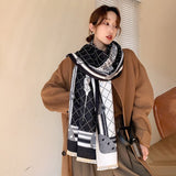 Scarf Women Cashmere Warm Pashmina Foulard Lady Luxury Horse Scarves Thick Soft Bufanda Shawls Wraps