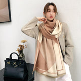 Scarf Women Cashmere Warm Pashmina Foulard Lady Luxury Horse Scarves Thick Soft Bufanda Shawls Wraps