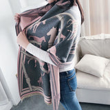 Scarf Women Cashmere Warm Pashmina Foulard Lady Luxury Horse Scarves Thick Soft Bufanda Shawls Wraps