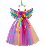 Children Fancy Unicorn Dress Princess Birthday Costume Kids Christmas Carnival Dresses for Girls Cosplay Clothing Robes Filles