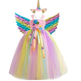 Children Fancy Unicorn Dress Princess Birthday Costume Kids Christmas Carnival Dresses for Girls Cosplay Clothing Robes Filles