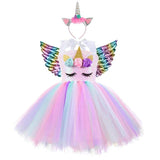 Children Fancy Unicorn Dress Princess Birthday Costume Kids Christmas Carnival Dresses for Girls Cosplay Clothing Robes Filles