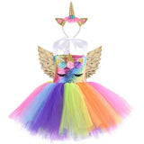 Children Fancy Unicorn Dress Princess Birthday Costume Kids Christmas Carnival Dresses for Girls Cosplay Clothing Robes Filles