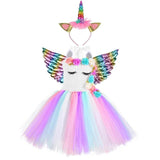 Children Fancy Unicorn Dress Princess Birthday Costume Kids Christmas Carnival Dresses for Girls Cosplay Clothing Robes Filles