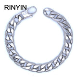 Men Women Stainless Steel Bracelet 6/8/12 mm 8 Inches Curb Chain Vintage Jewelry Punk Fan Factory Offer