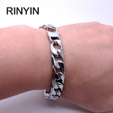 Men Women Stainless Steel Bracelet 6/8/12 mm 8 Inches Curb Chain Vintage Jewelry Punk Fan Factory Offer