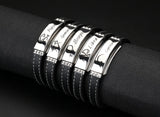 Cuff Bracelet- Fashion Charm Jewelry Black Leather Stainless Steel Men Casual Zodiac Signs Punk Bracelet