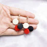 Dangle Drop Earrings Hot Three Round Wooden Hanging Earrings  Statement Earrings For Women