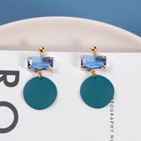 Korean Blue Geometric Acrylic Resin Drop Earrings for Women Statement Round Square Dangle Earrings 2020 Fashion Brincos Jewelry