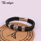 Retro Leather Bracelet for Men , Vintage Braided Bracelets Male Jewelry, Magnetic Clasp Bangles 2020