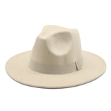 fedora hat women men ribbon band belt wide brim classic beige white felted hat british elegant fascinator men winter women's hat