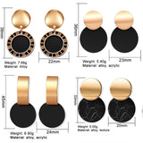 Statement Earrings For Women Black Arcylic Gold Geometric Tassel Drop Earings