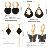 Statement Earrings For Women Black Arcylic Gold Geometric Tassel Drop Earings