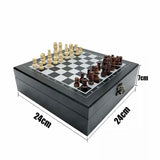 4-in-1 With High-Quality Wooden Folding Chess Set Game Board Chip Dice Domino Children Adult Family Game For Beginners Gift