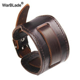 Men Wide Genuine Leather Bracelet Brown Wide Cuff Bracelets, Wristband Men Jewelry