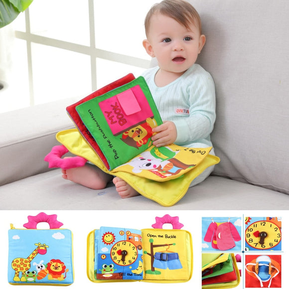 12 Pages Educational Baby Cloth Books Cartoon Animal Learning Unfolding Activity