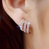 Gold Color Korean Style Simple Crystal Drop Earrings For Women